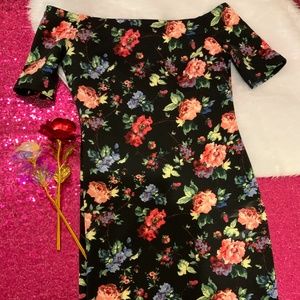 Short Floral Bodycon Zip Up Dress